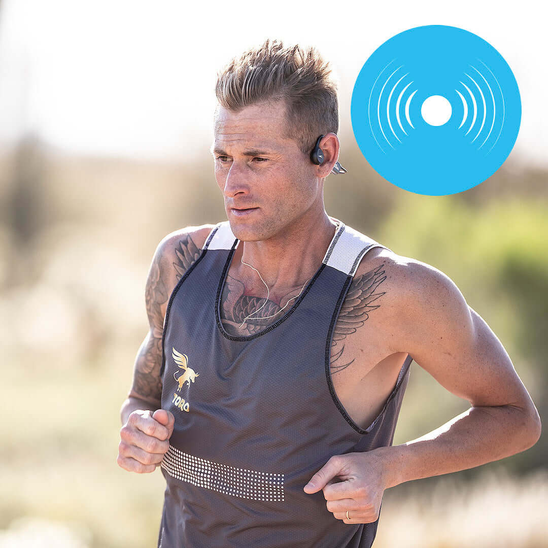 image of a athlete using triathlon headphones located on the h2o audio waterproof headphones homepage