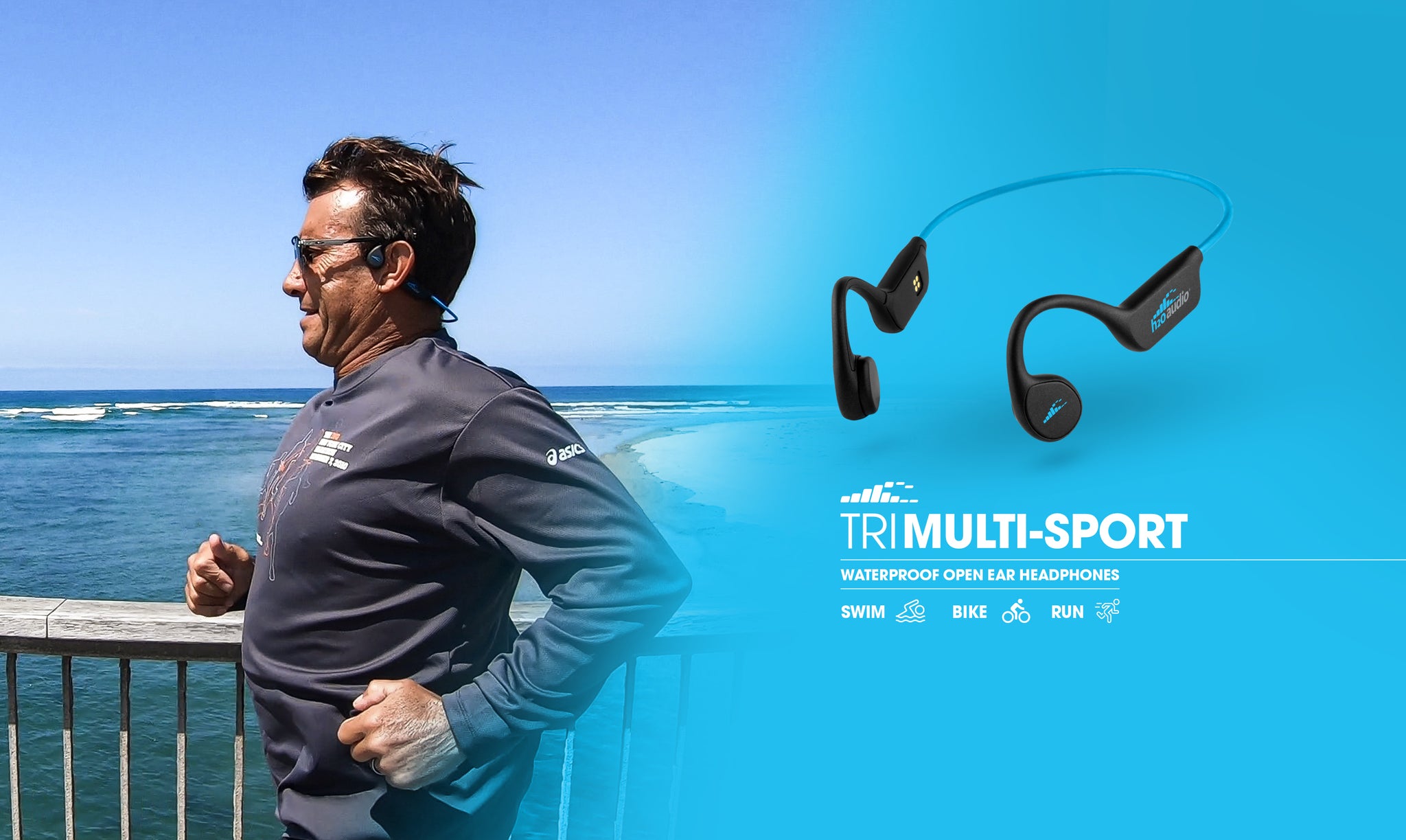  H2O Audio TRI - Auriculares de conducción ósea impermeables  multideportivos, Bluetooth con reproductor MP3 integrado de hasta 6 horas  de duración de la batería, 8 GB, para natación, correr, ciclismo,  senderismo (